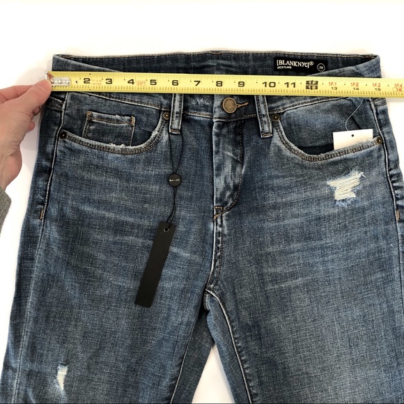 Blank NYC Kick Flare bedazzled Crop Fringe Jeans - Picture 9 of 11